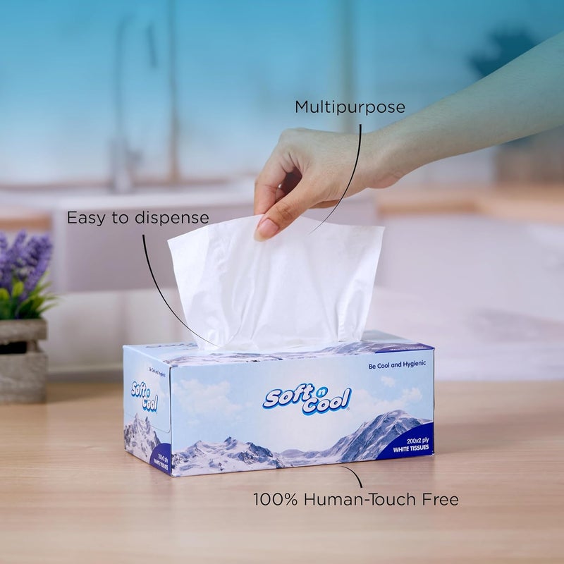 Soft N Cool White Facial Tissue 2 Ply - Pack of 5 Boxes - Image 5